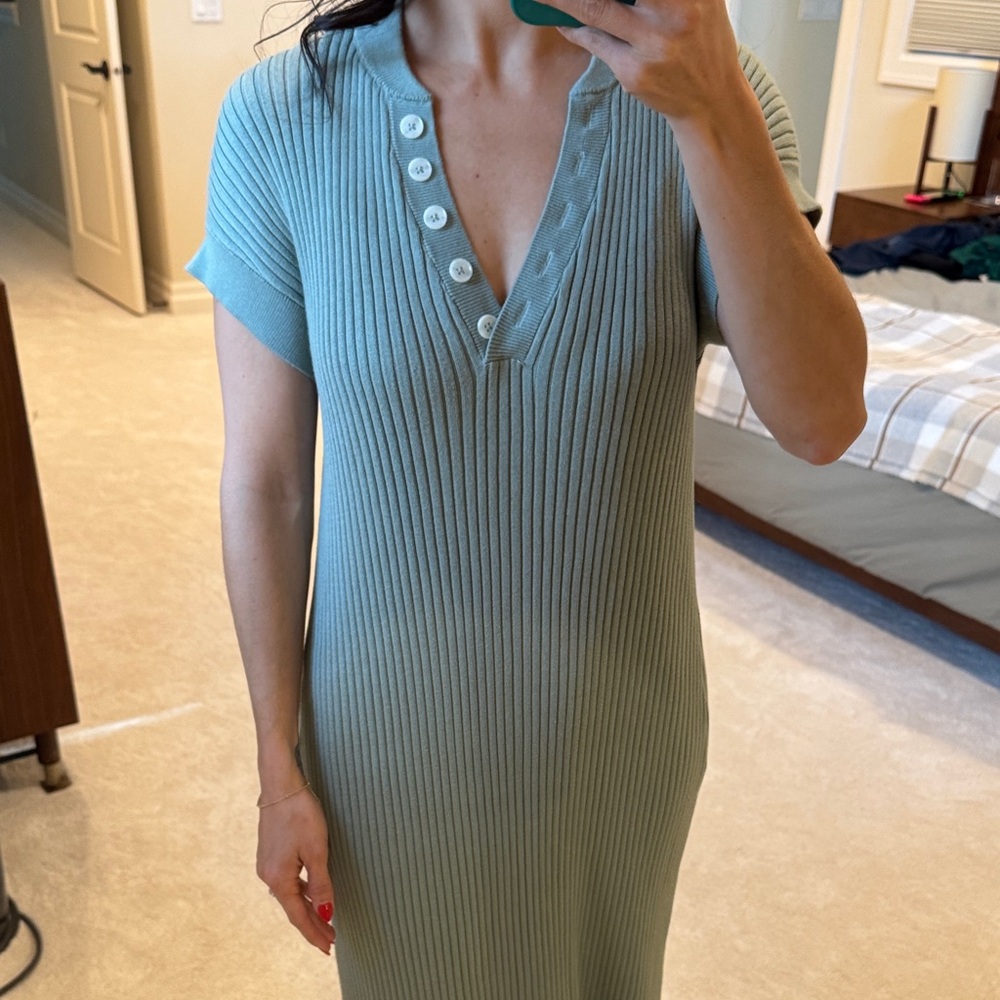 Varley Teal Ribbed Maxi Dress - Picture 2 of 4